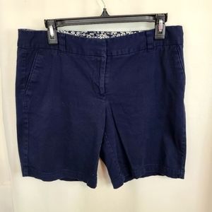 (539) Land and Sea Woman's Flat Front Shorts, Size: 10 Color: Navy Blue